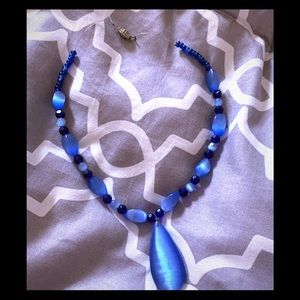 Handmade blue beaded necklace